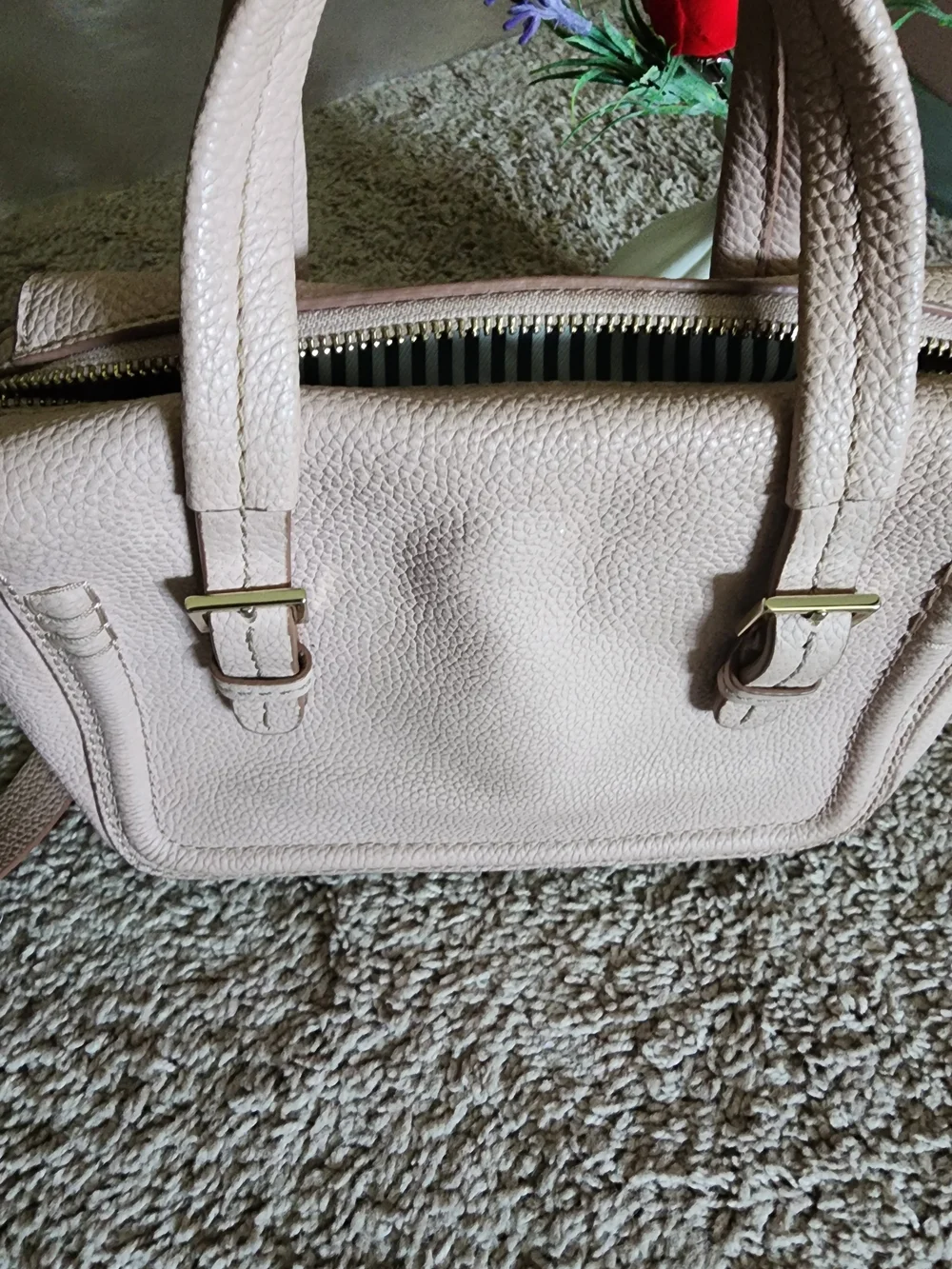 kate spade Pebbled Leather Crossbody Satchel in Taupe